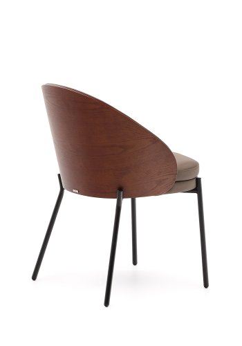 KAVE HOME Eamy spisebordsstol - brunt kunstskinn, valnttfarget askfiner og svart metall