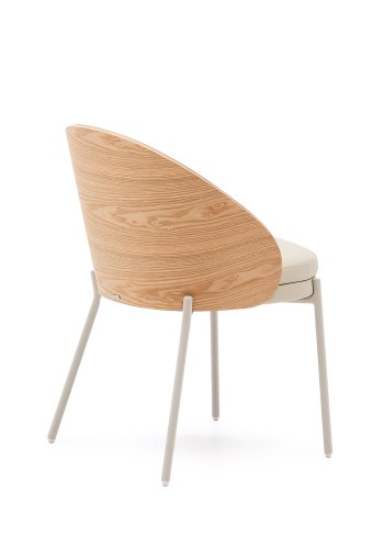 KAVE HOME Eamy spisebordsstol - beige kunstskinn, finer i naturlig ask og beige metall