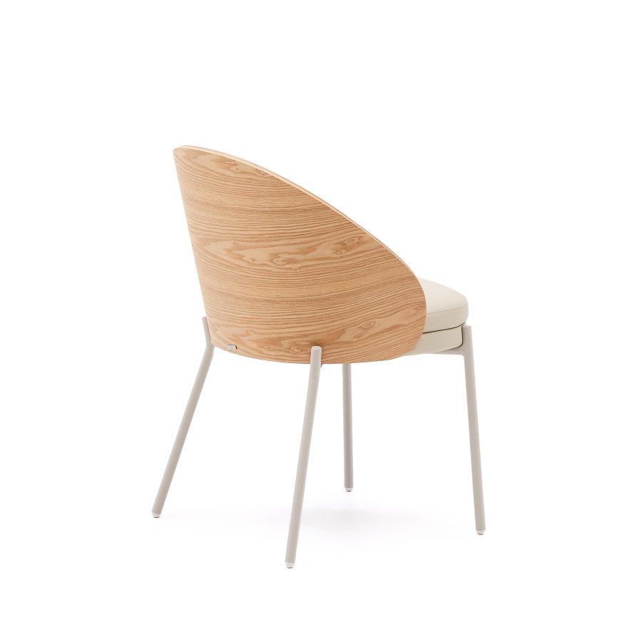 KAVE HOME Eamy spisebordsstol - beige kunstskinn, finer i naturlig ask og beige metall