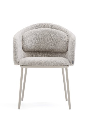 KAVE HOME Minda-stol i tykk beige chenille og stlben i beige utfrelse, FSC Mix Credit