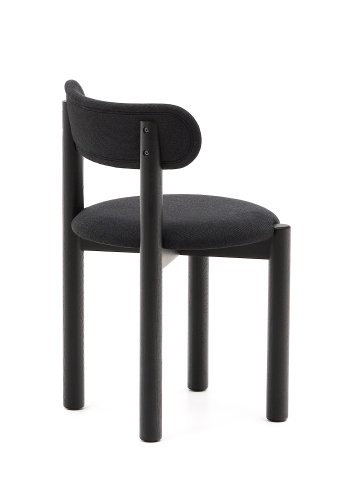 KAVE HOME Nebai-stol i svart chenille med heltre eikestruktur og svart finish FSC MIX Cre