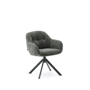 KAVE HOME Dorina drejestol, m. armln - grn chenille og grn stl