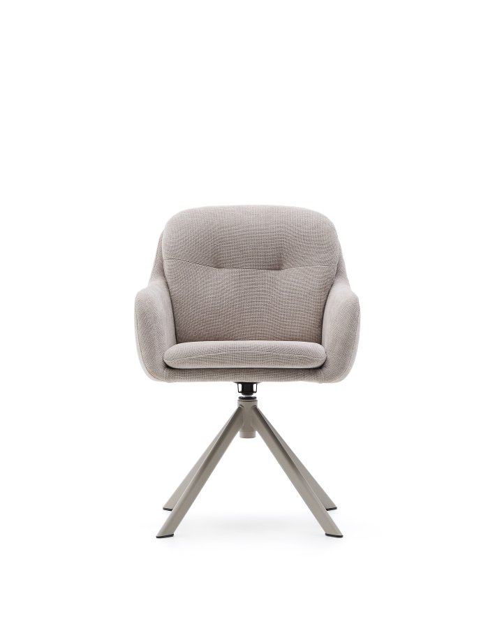 KAVE HOME Lexa svingstol, med armlener - beige chenille og beige stl