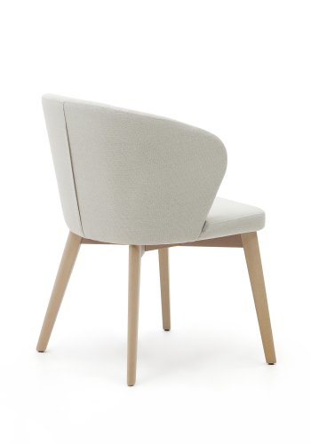 KAVE HOME Darice spisebordstol, med armlener - beige chenillestoff og naturlig bketre