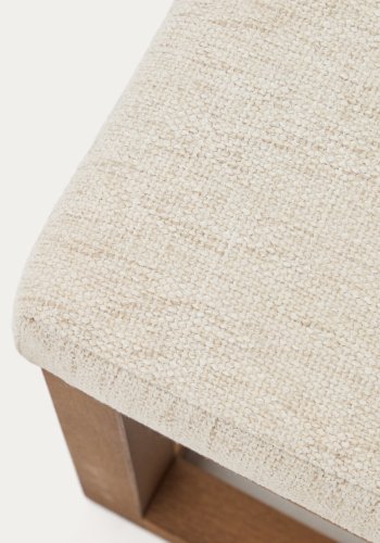 KAVE HOME Loya b�nk, rektangul�r - beige chenille og valn�ddefarvet b�getr� (128x42)