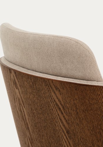 KAVE HOME Madai kontorstol, m. arml�n og hjul - brun chenille og askefiner med valn�ddefinish