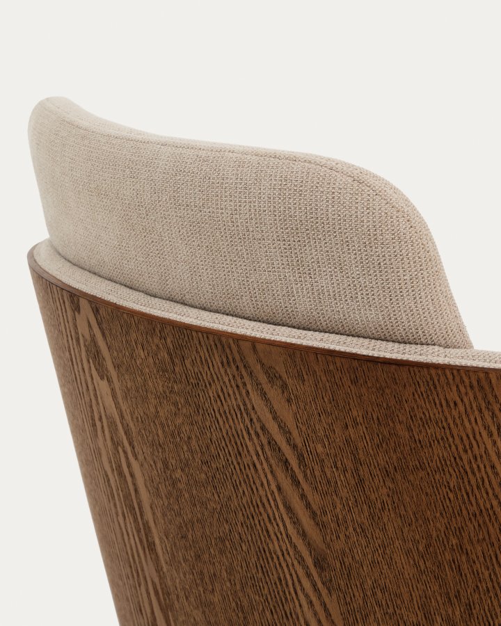 KAVE HOME Madai kontorstol, m. arml�n og hjul - brun chenille og askefiner med valn�ddefinish