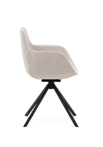KAVE HOME Tissiana selvsentrerende svingstol, med armlener - beige chenille og matt sort aluminium