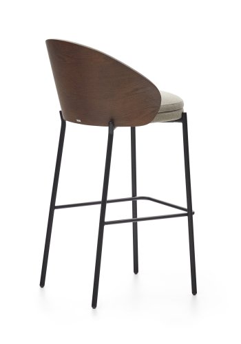 KAVE HOME Eamy barstol, med ryggstd och fotstd - ljusbrunt tyg, brun askfanr och svart stl