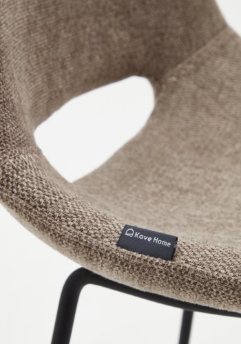 KAVE HOME Zahara barstol, m. rygln og fodsttte - brun stof og sort stl