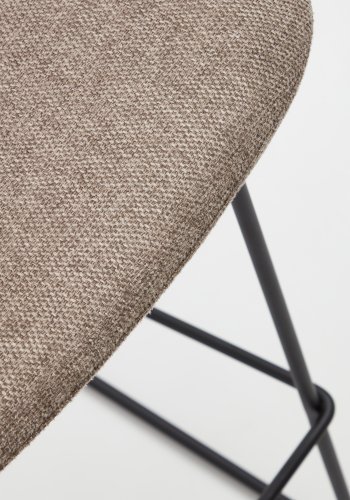KAVE HOME Zahara barstol, m. rygln og fodsttte - brun stof og sort stl