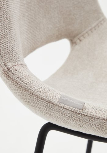 KAVE HOME Zahara barkrakk, med ryggsttte og fotsttte - beige stoff og sort stl