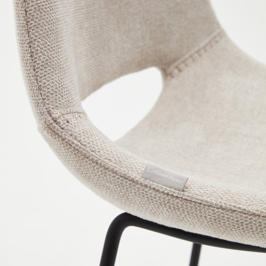 KAVE HOME Zahara barkrakk, med ryggsttte og fotsttte - beige stoff og sort stl