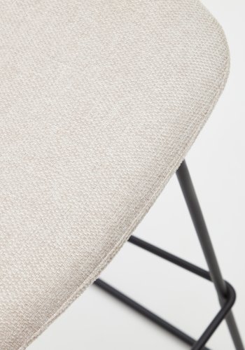 KAVE HOME Zahara barkrakk, med ryggsttte og fotsttte - beige stoff og sort stl