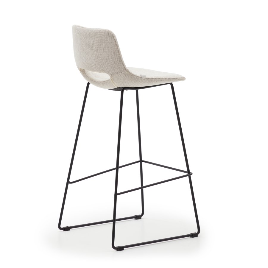 KAVE HOME Zahara barkrakk, med ryggsttte og fotsttte - beige stoff og sort stl