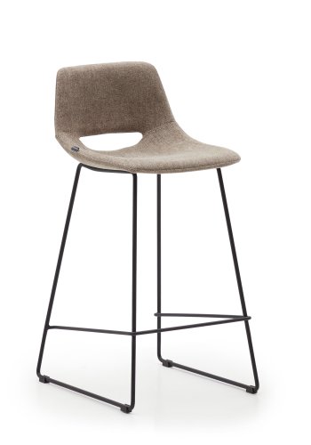 KAVE HOME Zahara barkrakk, med ryggsttte og fotsttte - brunt stoff og svart stl (H:65cm)