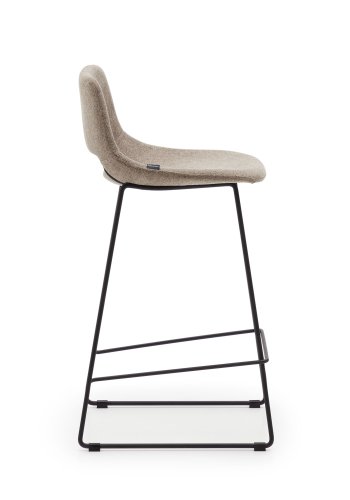 KAVE HOME Zahara barkrakk, med ryggsttte og fotsttte - brunt stoff og svart stl (H:65cm)