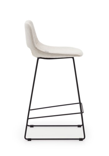 KAVE HOME Zahara barkrakk, med ryggsttte og fotsttte - beige stoff og svart stl (H65 cm)