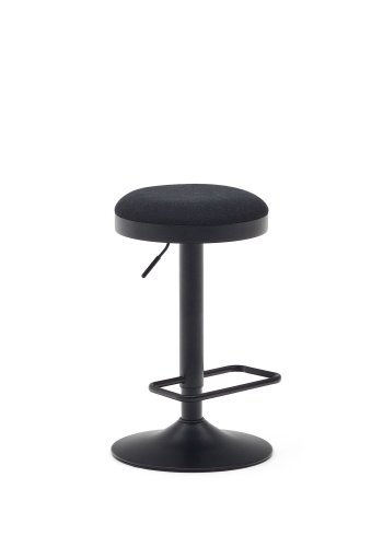 KAVE HOME Zaib barkrakk, med fotsttte, hydejusterbar - sort chenille og matt sort stl (H:58-80cm)