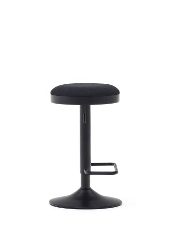 KAVE HOME Zaib barkrakk, med fotsttte, hydejusterbar - sort chenille og matt sort stl (H:58-80cm)