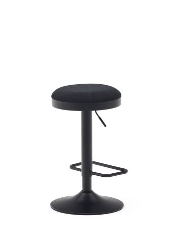 KAVE HOME Zaib barkrakk, med fotsttte, hydejusterbar - sort chenille og matt sort stl (H:58-80cm)