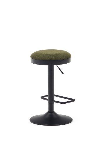 KAVE HOME Zaib barkrakk, med fotsttte, hydejusterbar - mrkegrnn chenille og matt sort stl (H:58-80cm)