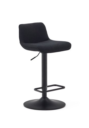 KAVE HOME Zenda barkrakk, med ryggsttte og fotsttte - sort chenille og matt sort stl (H:81-102)