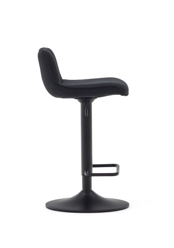 KAVE HOME Zenda barkrakk, med ryggsttte og fotsttte - sort chenille og matt sort stl (H:81-102)