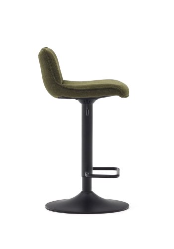 KAVE HOME Zenda barkrakk, med ryggsttte og fotsttte - mrkegrnn chenille og matt sort stl (H:81-102)