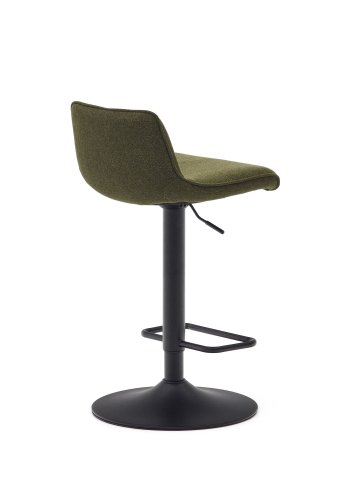 KAVE HOME Zenda barkrakk, med ryggsttte og fotsttte - mrkegrnn chenille og matt sort stl (H:81-102)