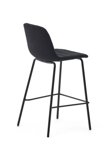 KAVE HOME Zunilda barkrakk, med ryggsttte og fotsttte - svart chenille og matt sort stl (H:65cm)