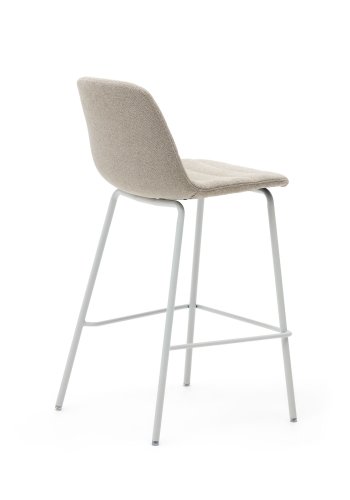 KAVE HOME Zunilda barkrakk, med ryggsttte og fotsttte - beige chenille og matt hvitt stl (H:65cm)