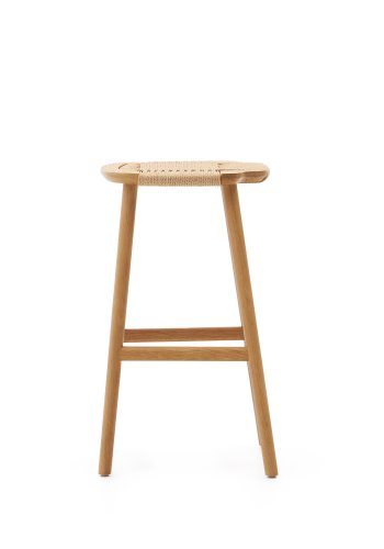 KAVE HOME Enit barkrakk, med fotsttte - beige papirsnor og naturlig eik (H:65)