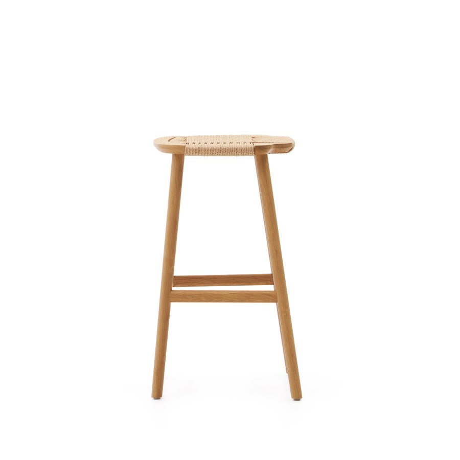 KAVE HOME Enit barkrakk, med fotsttte - beige papirsnor og naturlig eik (H:65)