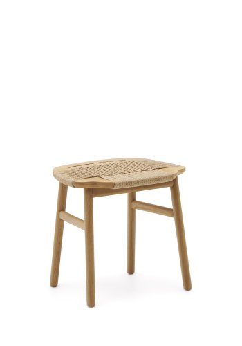 KAVE HOME Enit krakk - beige papirsnor og naturlig eik (H:43)