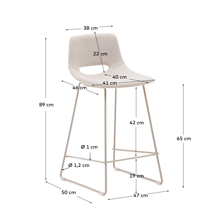 KAVE HOME Zahara beige krakk med stl i beige utfrelse, hyde 65 cm