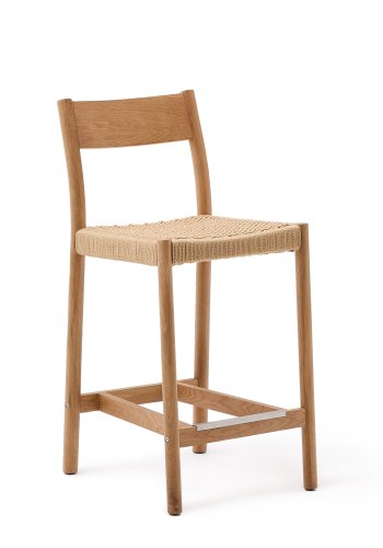 KAVE HOME Yalia utendrs barkrakk, med ryggsttte og fotsttte - tau og naturlig eik (65cm)