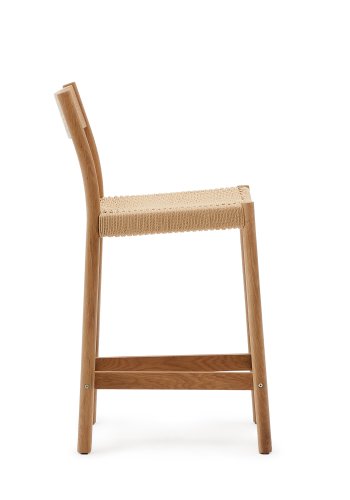 KAVE HOME Yalia utendrs barkrakk, med ryggsttte og fotsttte - tau og naturlig eik (65cm)