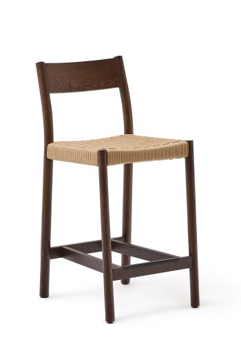 KAVE HOME Yalia utendrs barkrakk, m ryggsttte og fotsttte - eik i tau og valntt (65cm)