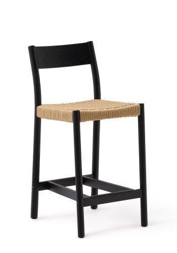 KAVE HOME Yalia barkrakk, med ryggsttte og fotsttte - tau og svart eik (65cm)