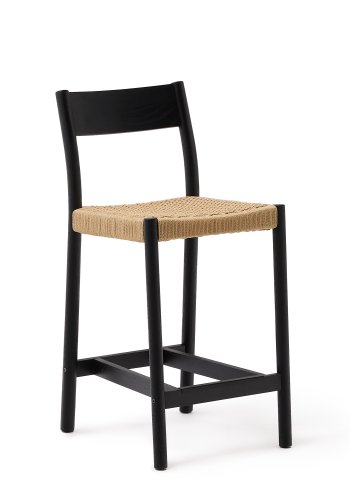 KAVE HOME Yalia barkrakk, med ryggsttte og fotsttte - tau og svart eik (65cm)