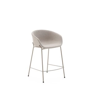 KAVE HOME Yvette pall i beige chenille och stlben i beige finish, 65 cm hg