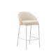 KAVE HOME Eamy barkrakk, med ryggsttte og fotsttte - beige kunstskinn, finer i naturlig ask, beige metall (65 cm)
