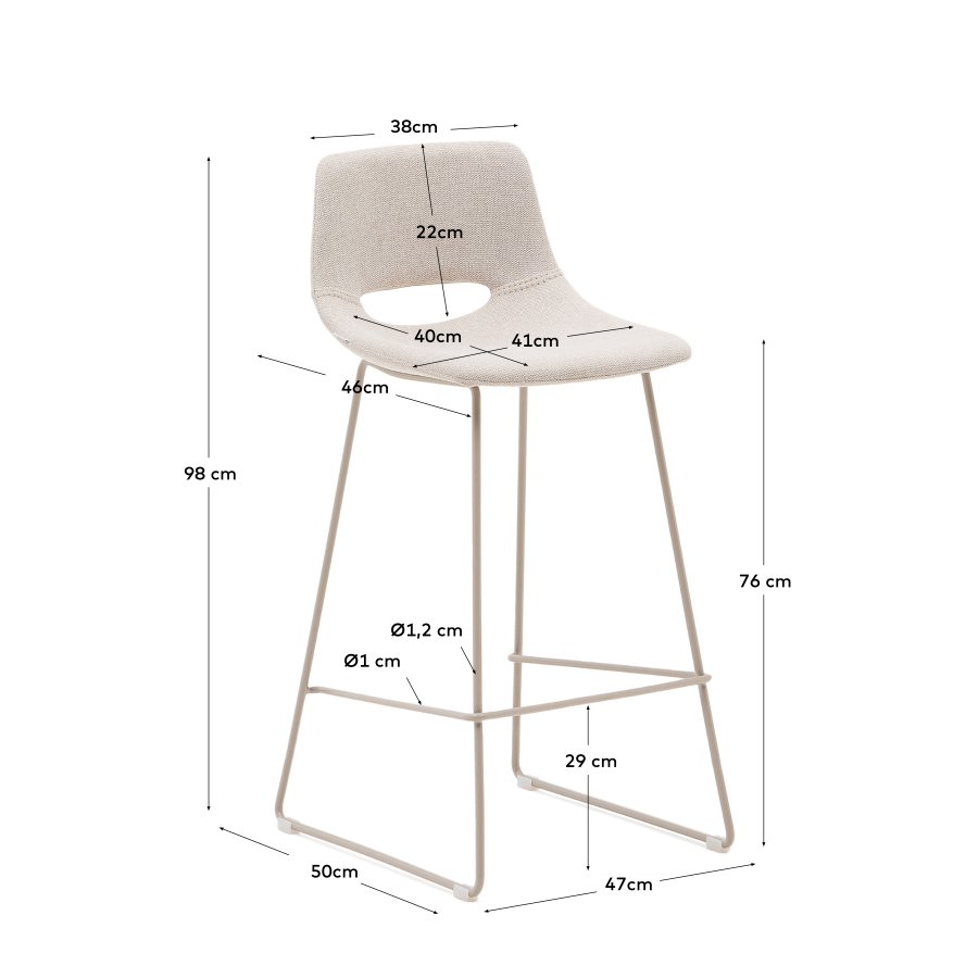 KAVE HOME Zahara beige krakk med stl i beige utfrelse, hyde 76 cm