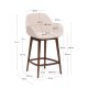 KAVE HOME Konna barstol, m. rygl�n, arml�n og fodst�tte - beige chenille stofog brun asketr� (65cm)