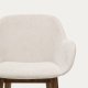 KAVE HOME Konna barstol, m. rygl�n, arml�n og fodst�tte - beige chenille stofog brun asketr� (65cm)