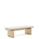 KAVE HOME Topaz benk i beige chenille og FSC 100 % heltre ask i naturlig utfrelse, 150 cm