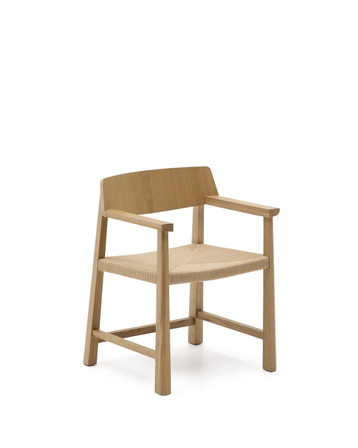 KAVE HOME Idun-stol laget av FSC 100 % heltre eik med naturlig overflate og sete i snor