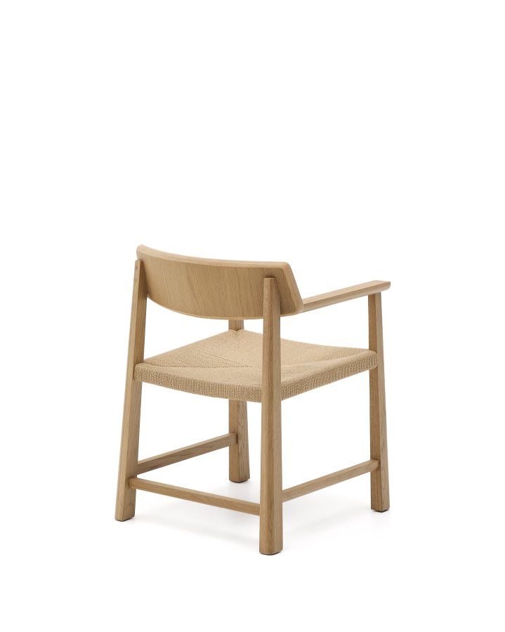 KAVE HOME Idun-stol laget av FSC 100 % heltre eik med naturlig overflate og sete i snor
