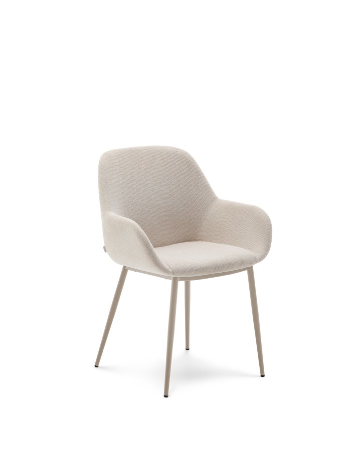 KAVE HOME Konna stol i beige og stlben i lakkert beige utfrelse